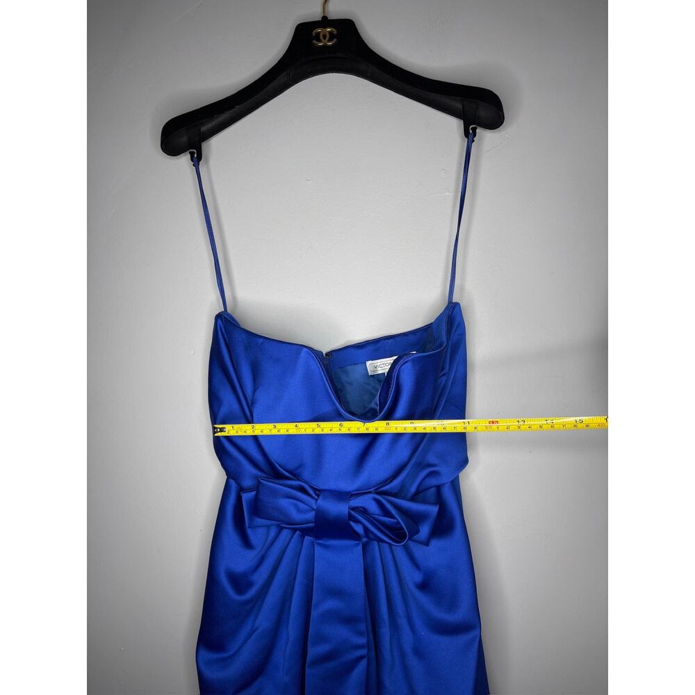 Vintage Victor Costa Royal Blue Satin Cocktail Dress Elegant Party Gown Size XS - Picture 5 of 5